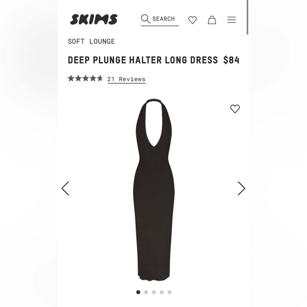 Skims DEEP PLUNGE HALTER LONG DRESS
